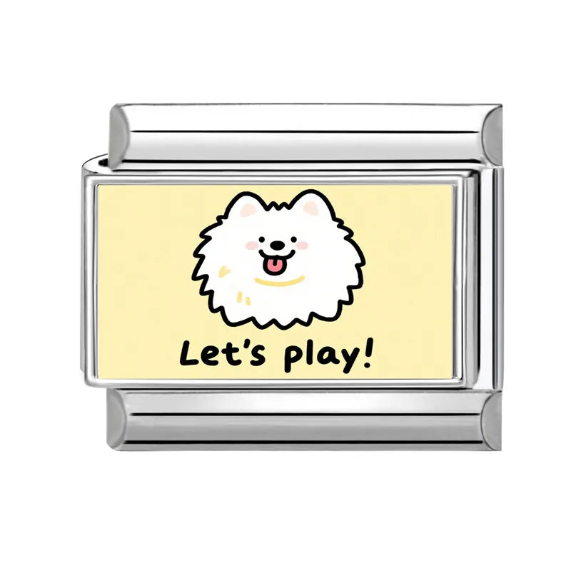 Wholesale 2025 New Cute Leaf Cats Dogs Rabbit Samoyed Italian Charm Link fit 9mm Stainless Steel Jewelry DIY Making Bracelets Qme Style 7