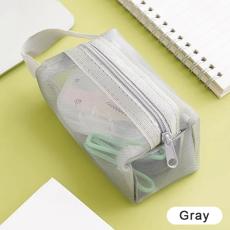 Offices Travel Storage Bags Toiletry Makeup Pouch Mesh Cosmetic Bag Qme Gray