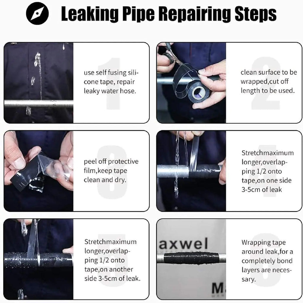 Seal Self Fusing Silicone Tape Weatherproof Sealing Tape for Emergency Pipeline Repair Bandage/Tool Fixing Leaks Flex Qme