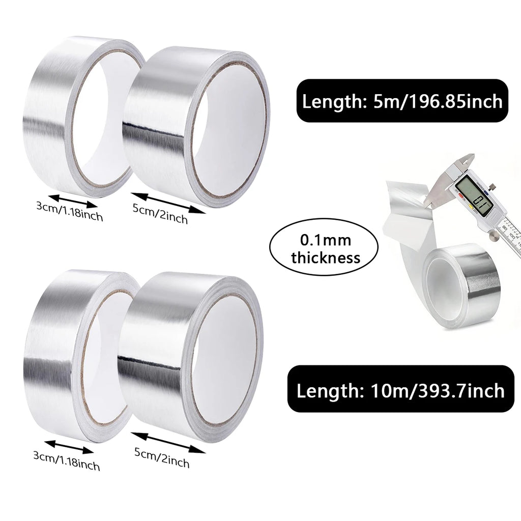 High-Quality Aluminum Foil Tape, High-Temperature Aluminum Foil Tape for Pipes And HVAC, Fire Resistant High Temperature Sticker Qme