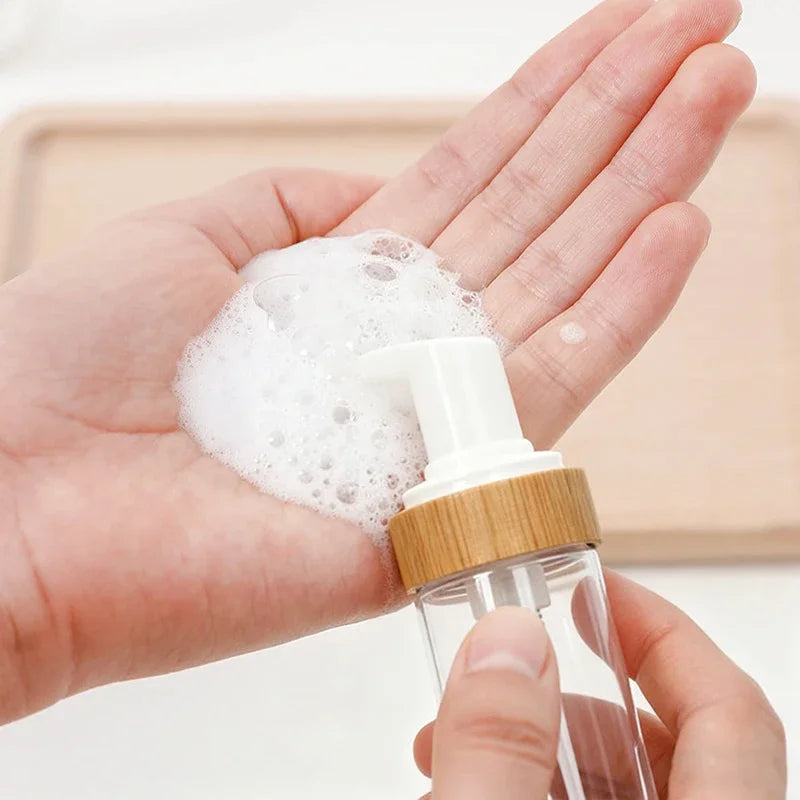 Travel Bamboo Foam Pump Bottle Empty Face Cleaner Cosmetic Shampoo Qme Default Title