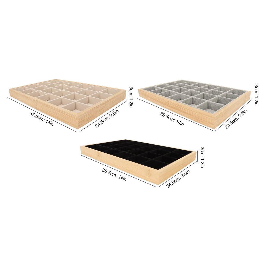 Jewelry Storage Display Trays Multipurpose 24 Grids Jewelry Tray for Ring Earring Bangle Bracelet Necklace Qme