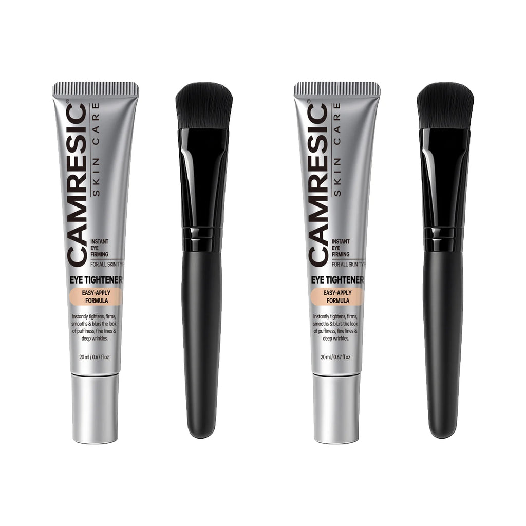 Instant Firming Eye Tightener Cream Lightens Dark Circles Anti-Puffiness Reduces Fine Lines Lifting Firming Eye Cream with Brush Qme 2 Sets