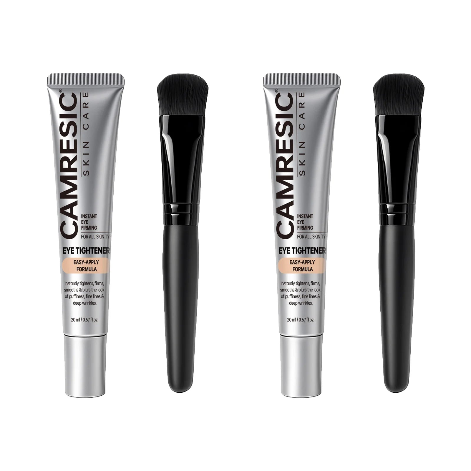 Instant Firming Eye Tightener Cream Lightens Dark Circles Anti-Puffiness Reduces Fine Lines Lifting Firming Eye Cream with Brush Qme 2 Sets