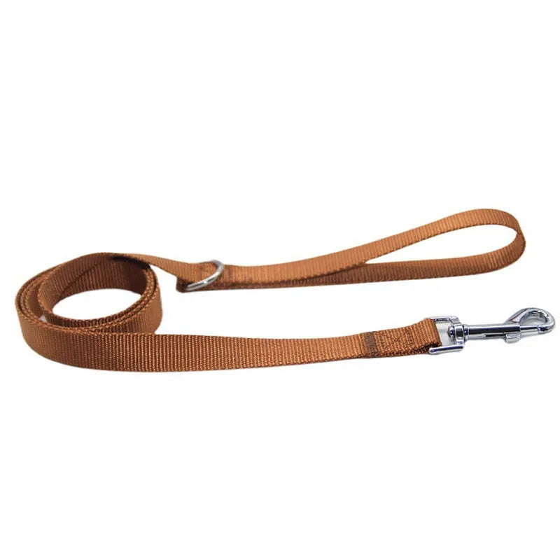 A Nylon Long Dog Training Leash 120CM Traction Rope Lanyard Versatile Pet Walking Lead for Small to Large Dogs Qme Coffee 2.5-120cm