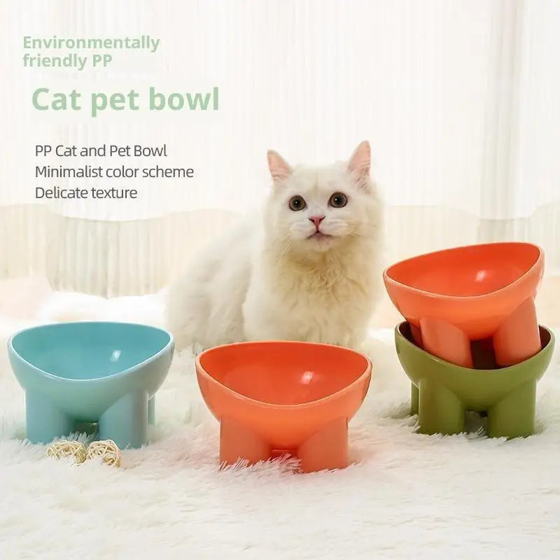 Elevated Cat Bowl Stand Durable Plastic Pet Food Water Dish Sleek Qme