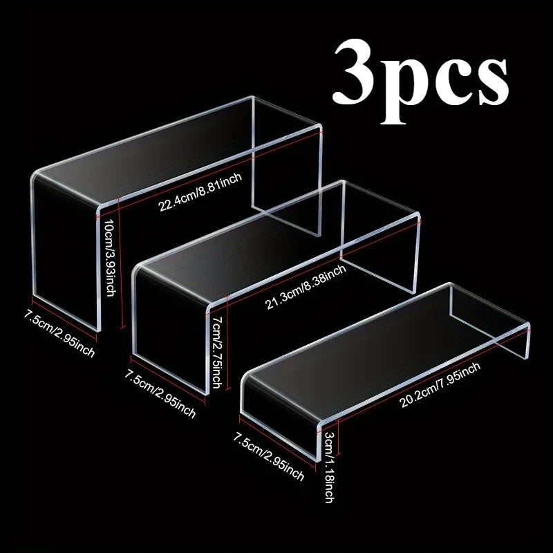 U-shaped transparent acrylic display stand - Multi-layer minimalist design, suitable for dolls, statues, jewelry, cosmetics Qme