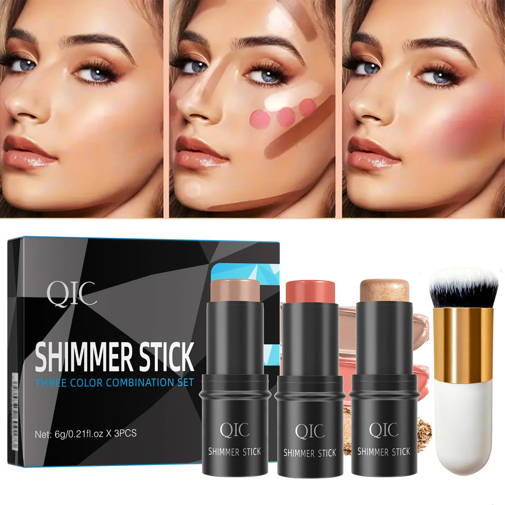 Makeup Face Contouring Bronzer Stick Multifunctional Highlighter Brightening Silkworm Blusher Rouge Cream Modify Concealer Pen Qme