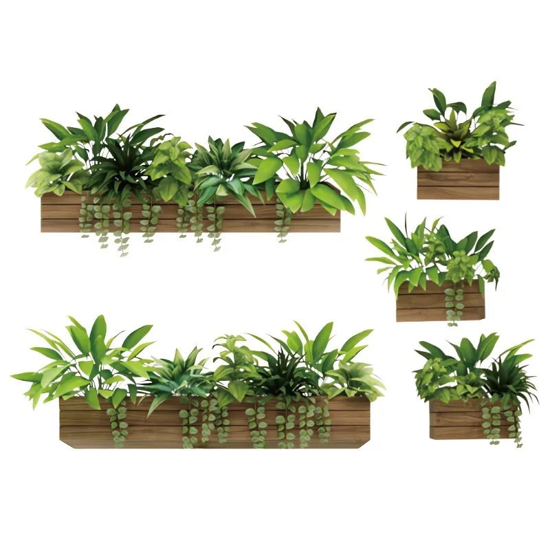 Removable 3D Potted Plant Shelf Wall Stickers Self-adhesive Vinyl Qme