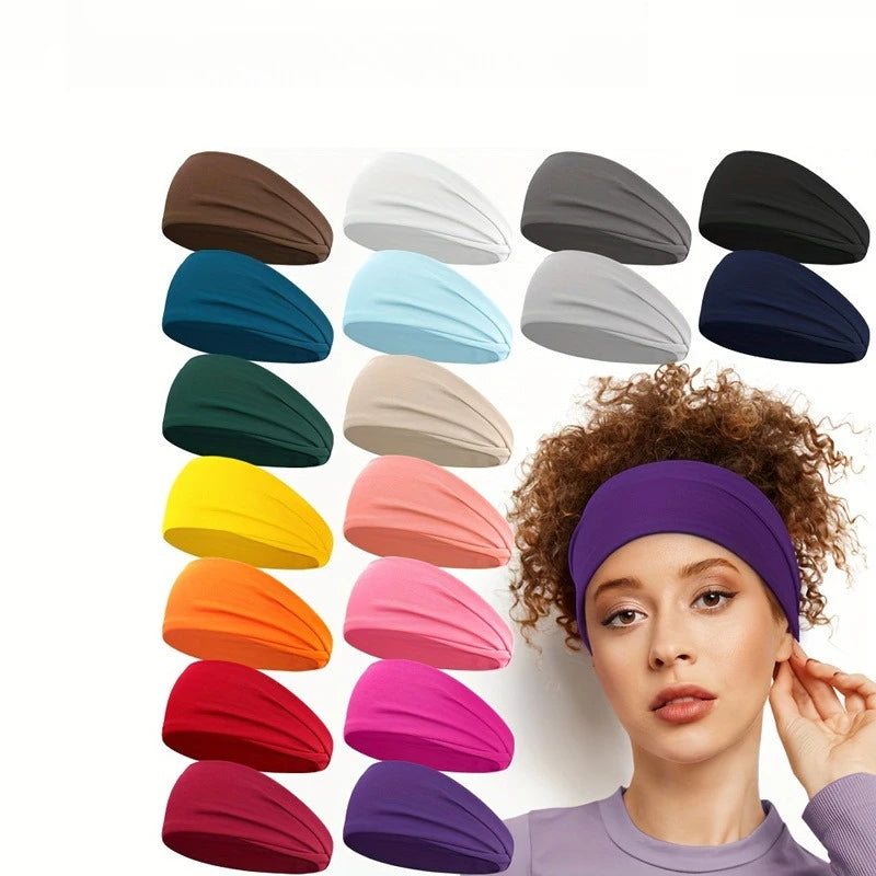 Men Women Elastic Sports Headband, Sweat Wicking Non Slip Wide Workout Hair Band for Running Cycling Yoga Gym Fitness Qme