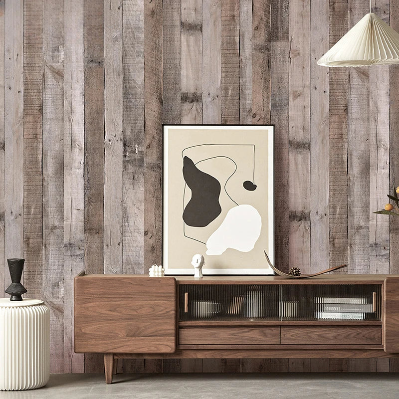 Retro Faux Wood Grain Peel Stick Wallpaper Self-adhesive Plank Roll Qme