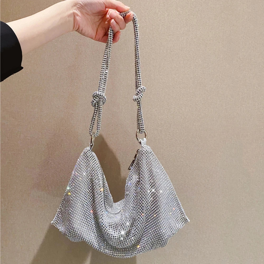 Women Shiny Crossbody Bag Elegant Sparkle Shoulder Bags Clutch Bag Fashion Chain Tote Handbag Ladies Chic Evening Wedding Clutch Qme