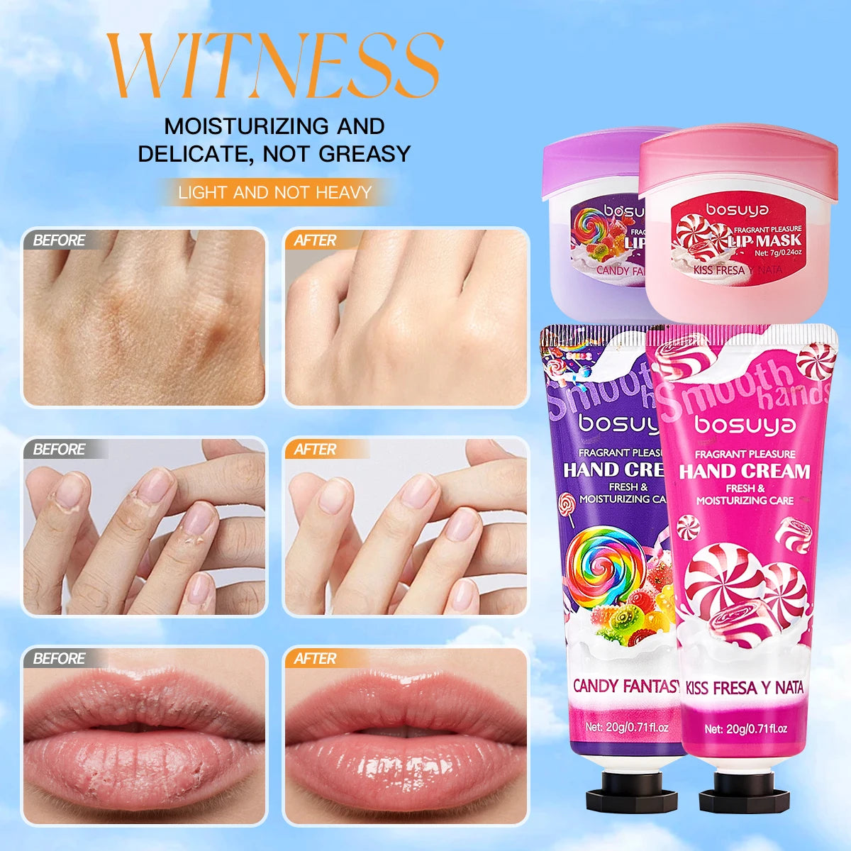 Fragrant Hand Cream+lipstick Deep Moisturizing Bright Lip Care Hands Qme
