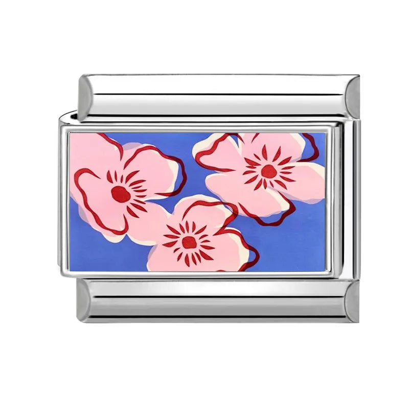 2025 Blue Lotus Leaf Sun Eye Cactus Italian Charm Link 9mm Sliver Modular Bracelet Stainless Steel DIY Gift Jewelry Wholesale Qme Style 27
