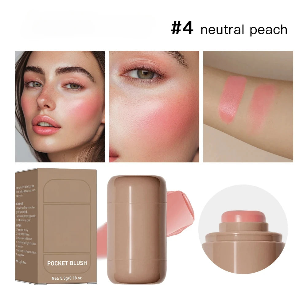3in1 Cheek Lip Tinted Moistured Blush Stick Waterproof Easy Rouge Qme 4 neutral peach