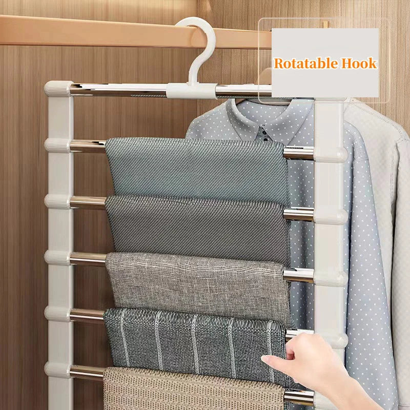 Foldable Trouser Rack Save Wardrobe Space Ladder Hangers Closet Qme