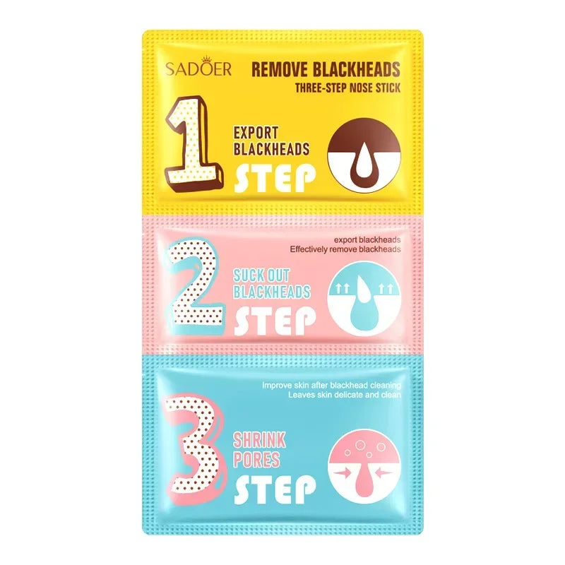 3 Steps Kit Blackhead Remover Nose Patch Shrink Pores Deep Cleaning Nose Masks T Area Care Shrink Pore Moisturizing Face Care Qme