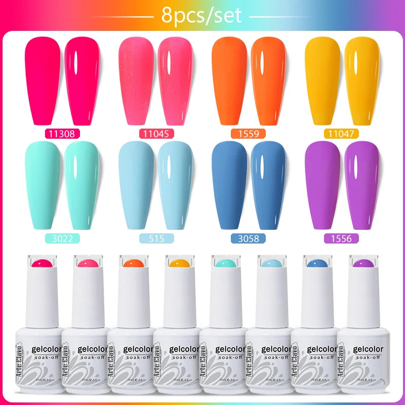 Arte Clavo 4 6 8 Gel Nail Polish Art Soak Off UV Colorful Semi
