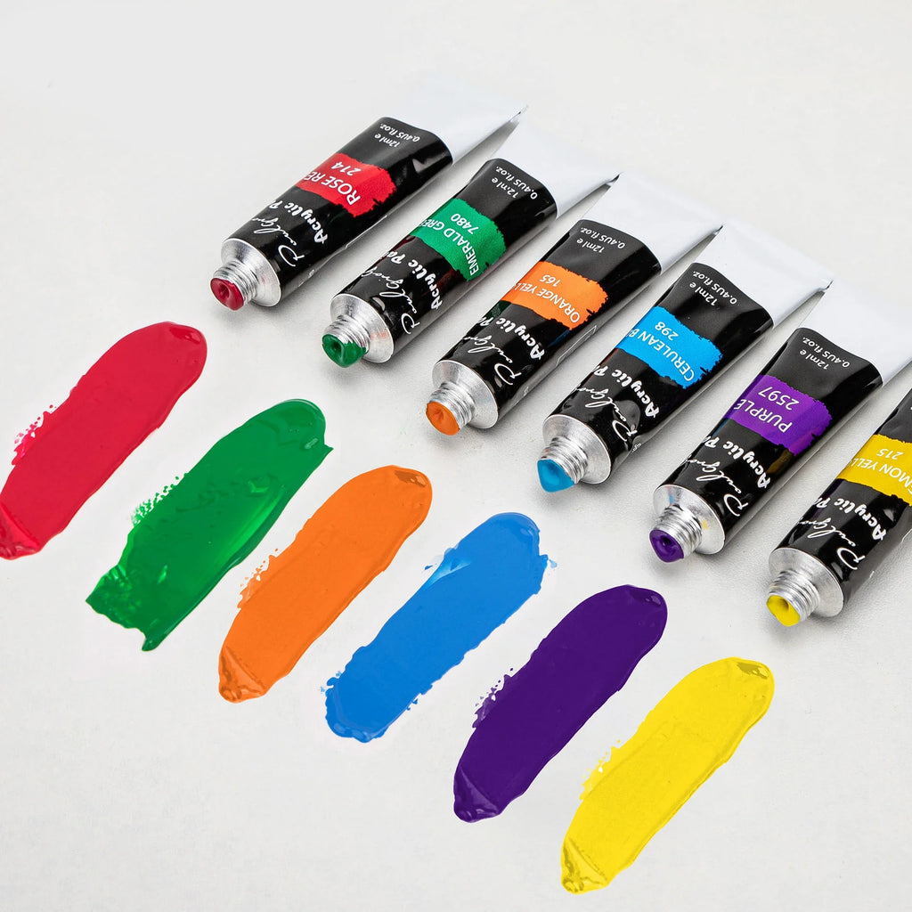 Acrylic Paints Set 24 Colors Professional Brush Set 12ml Tubes Artist Drawing Painting Pigment Hand Painted Wall Paint DIY Qme