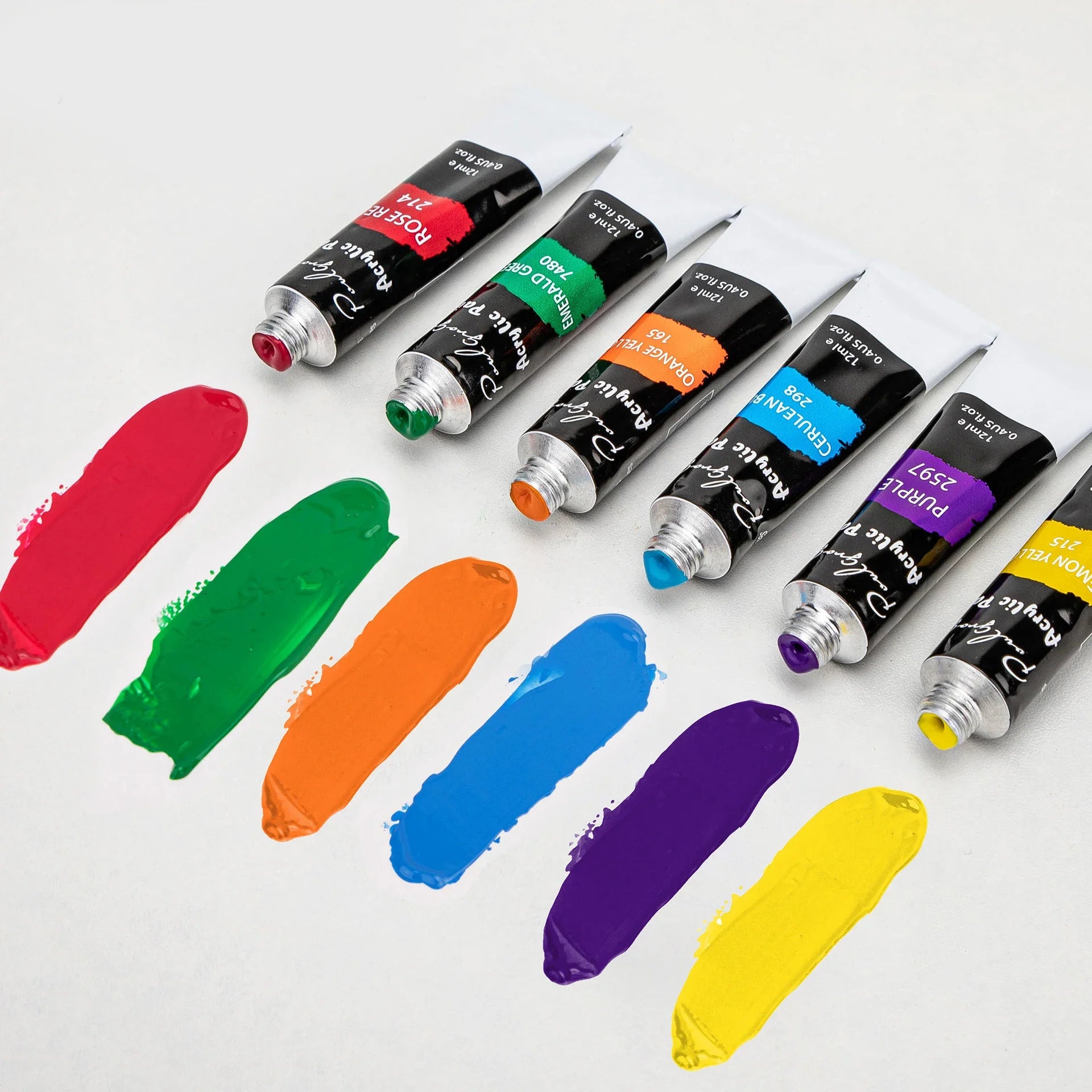 Acrylic Paints Set 24 Colors Professional Brush Set 12ml Tubes Artist Drawing Painting Pigment Hand Painted Wall Paint DIY Qme