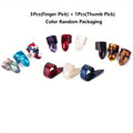 Flat Thumb Picks Finger Picks, ,Celluloid Guitar Thumb Finger Picks Ukulele Picks Accessories (12 Colors,Color Random Packaging) Qme 4pcs