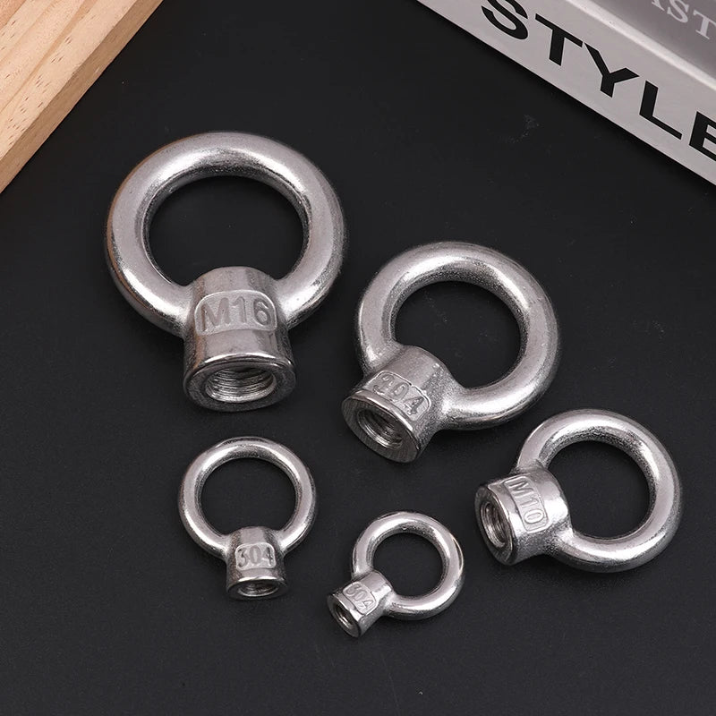 304 Stainless Steel Japanese Eye Nuts M6 M8 M10 M12 M16 Lifting Rings Marine-Grade Hardware Rigging Hoisting Industrial Qme