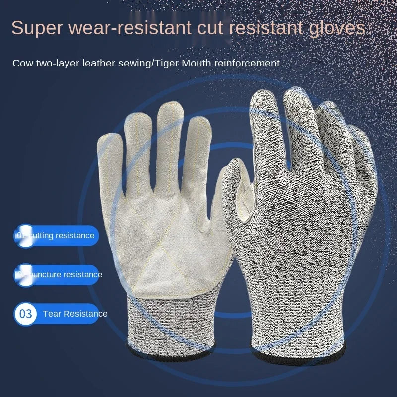 1pair HPPE Grade 5 Anti-cut Full Finger Gloves Fishing Hunting Cut-proof Anti-cutting Manual Cookware Butcher Protection Hands Qme