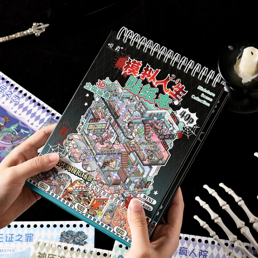 Gothic Horror Diorama Theme Sticker Book Stress Relieving Game for DIY Scrapbooking Journal Phone Case Decoration Qme