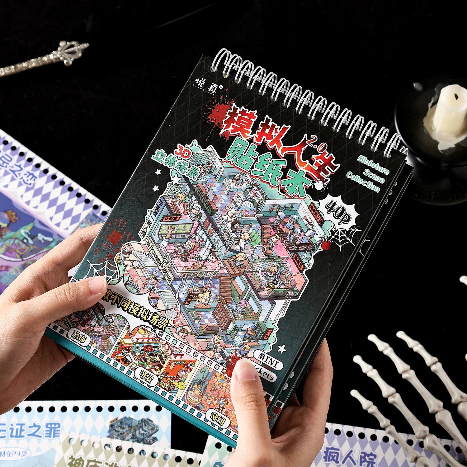 Gothic Horror Diorama Theme Sticker Book Stress Relieving Game for DIY Scrapbooking Journal Phone Case Decoration Qme