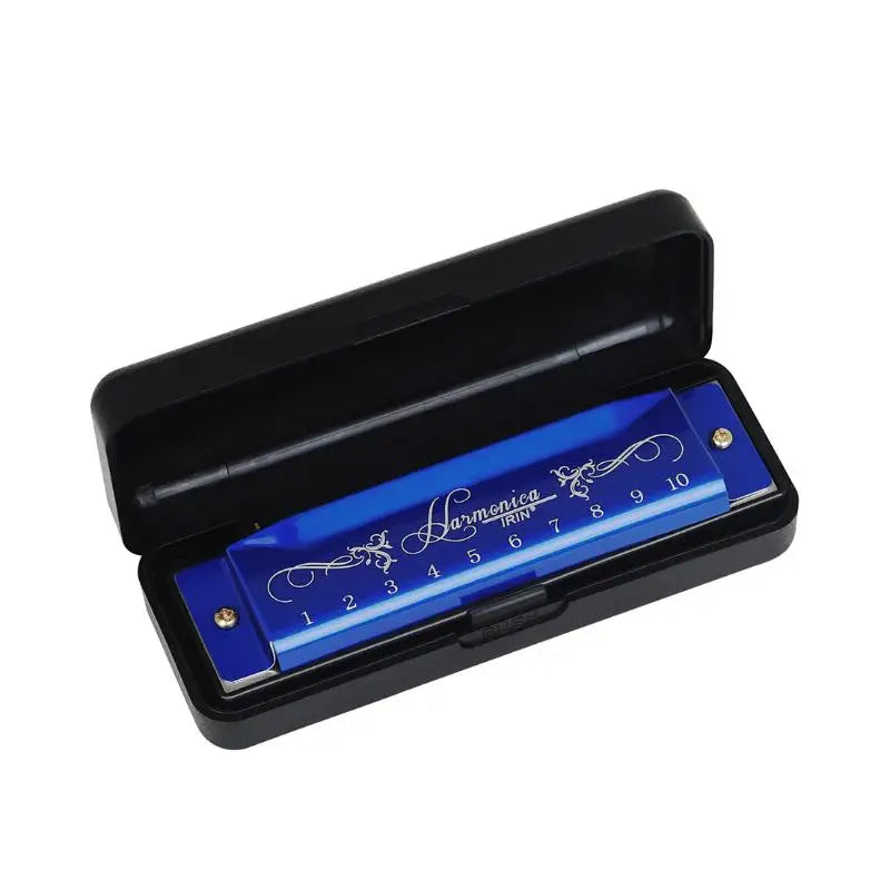 10 Hole 20 Tone Harmonica Woodwind Instrument Red Silver Black ABS Qme Blue