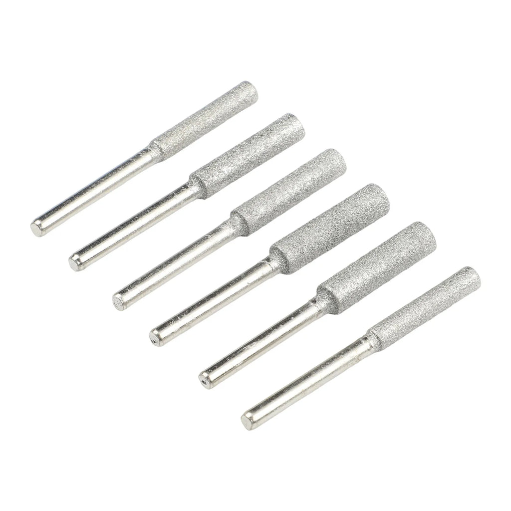 6pcs/set Silver Chainsaw Sharpeners 4mm /4.8mm/ 5.5mm Burr Chainsaw Head For Sharpening Polishing Engraving Grinding Tool Qme