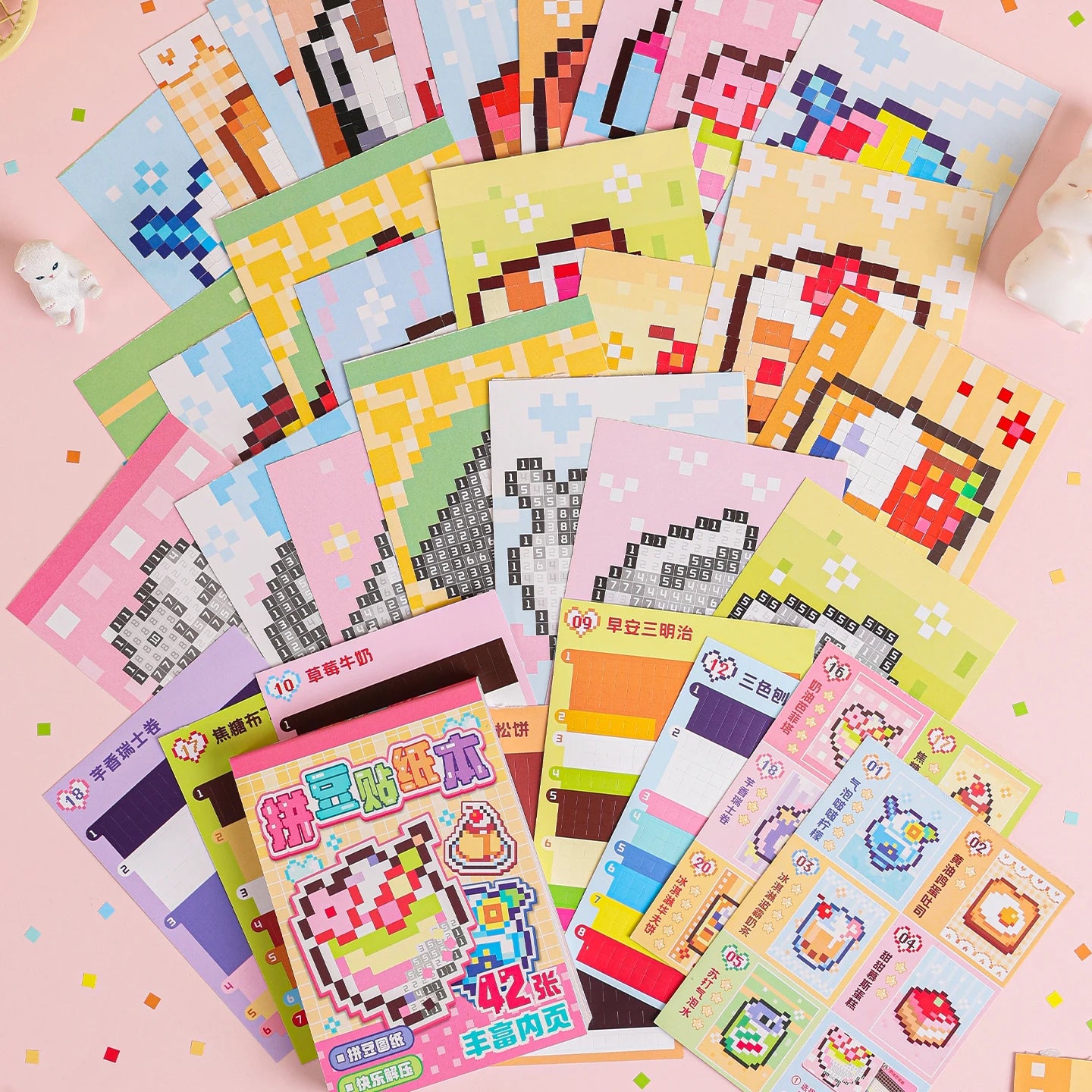 Adorable Cartoon Mini Bean Die Cut Stickers Book - 42 Pcs Handmade Decorative Scrapbooking Stickers Japanese Stationery Supplies Qme