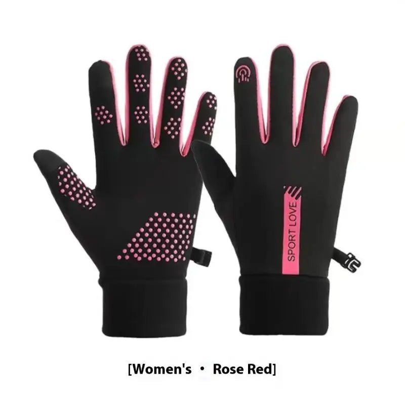 1Pair Touchscreen Finger Winter Gloves Men Women-waterproof Thermal Qme 1 Rose red