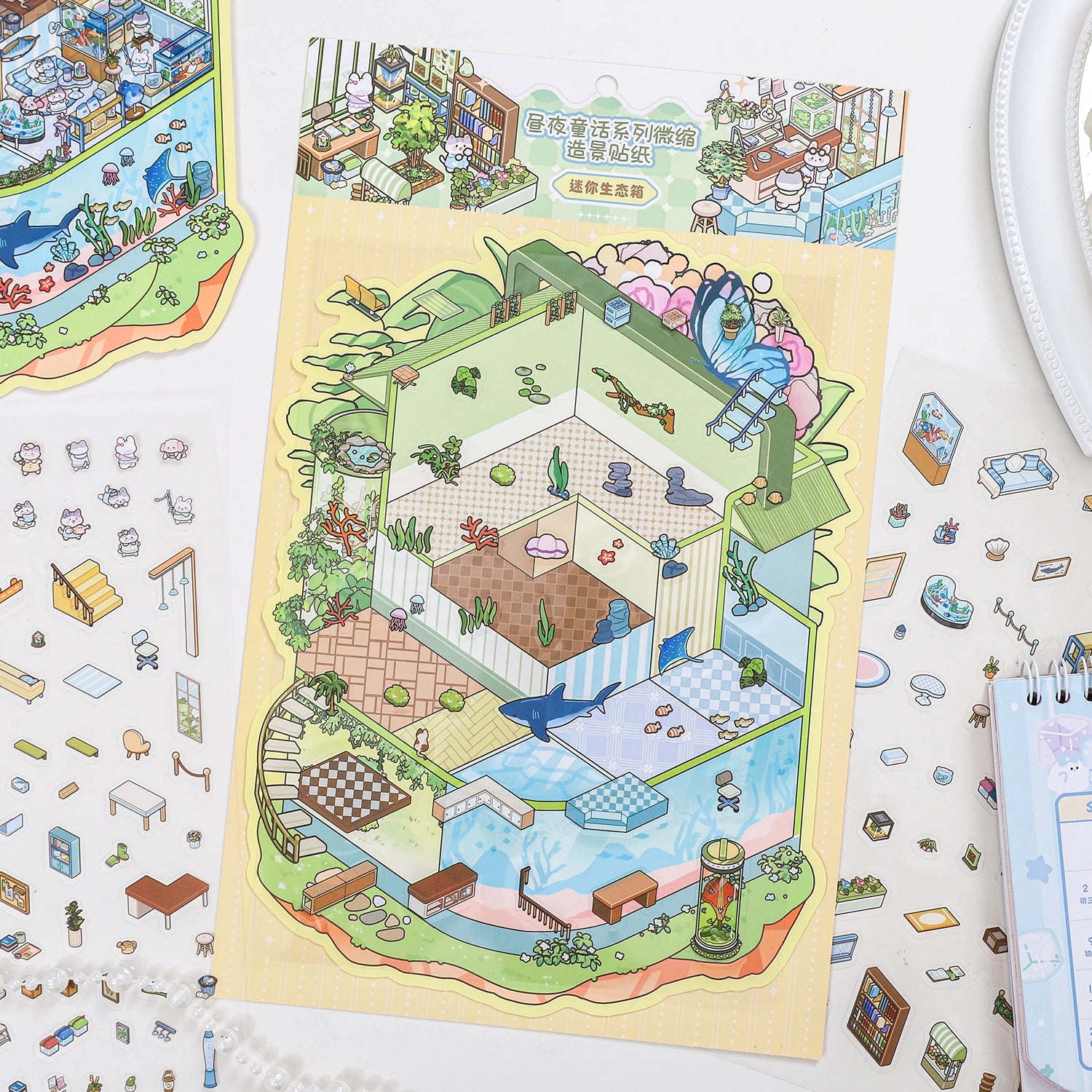 Plus Size 3D Cartoon Castle Town Landscape Sticker Scene DIY Toy Game Scrapbook Sticker Festival Birthday Gift for Kid Child Qme