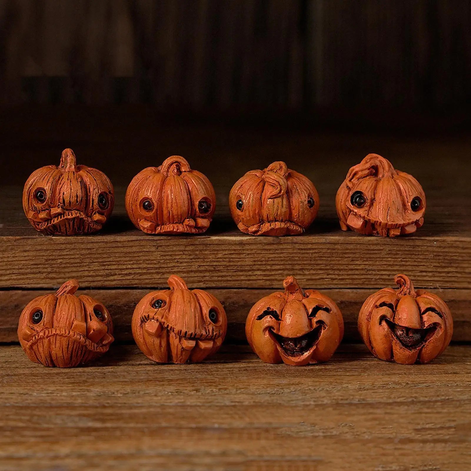 Decorative Pumpkins 16 Resin Halloween Figurines Miniature Sculpture Qme