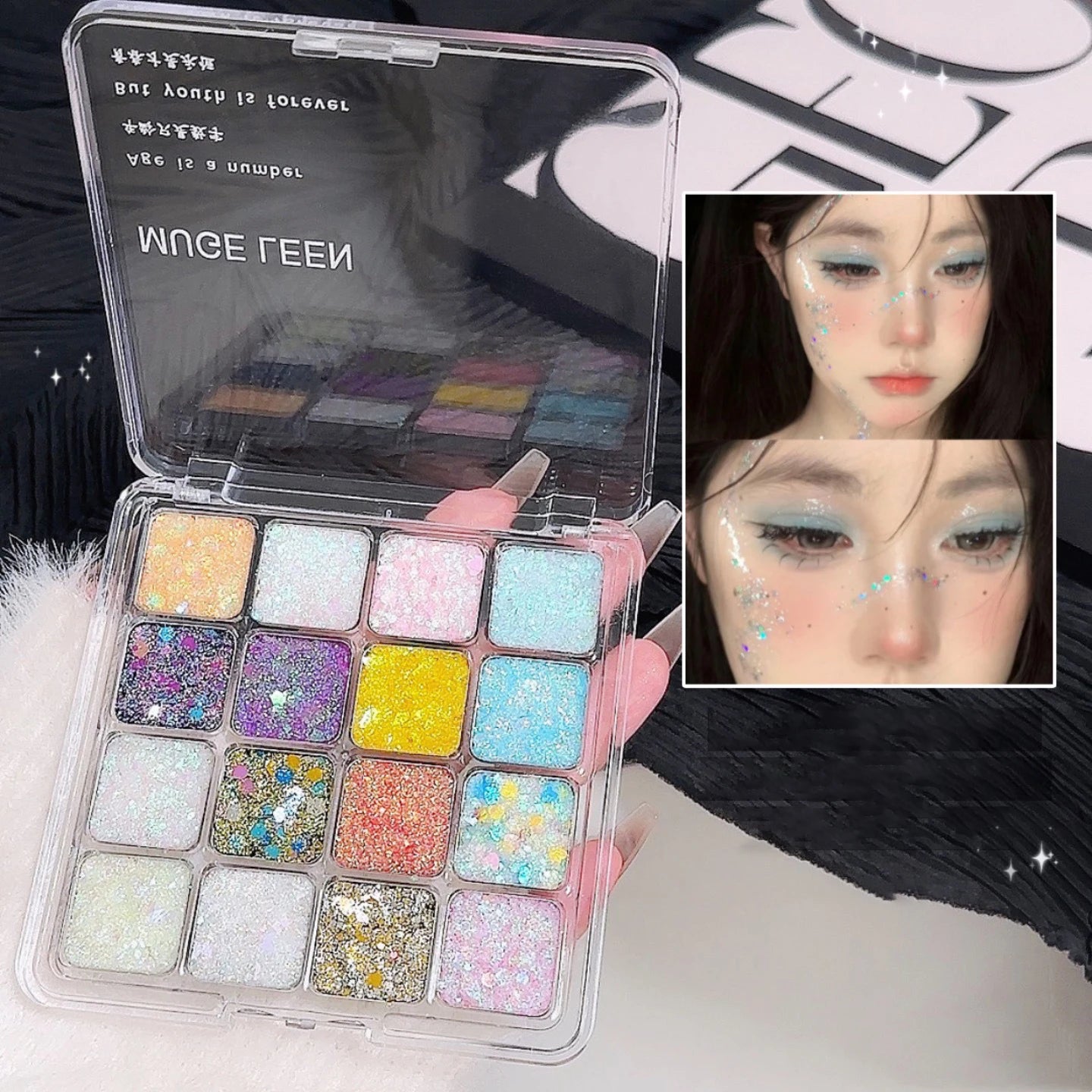 Shiny Sequins Flakes Eyeshadow Palette Self Adhesive Glitter Gel Hair Body Nail Blue Pink Yellow Sequin Gel Makeup Decoration Qme 1pcs