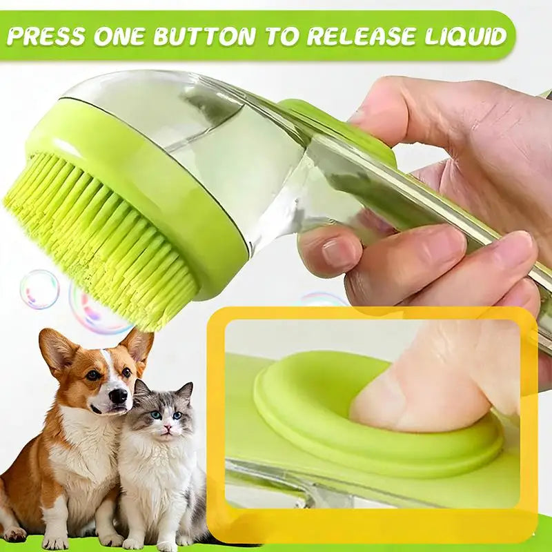 Grooming Cleaning Fur Hair Pet Cat Bath Brush Long Handled Massage Qme