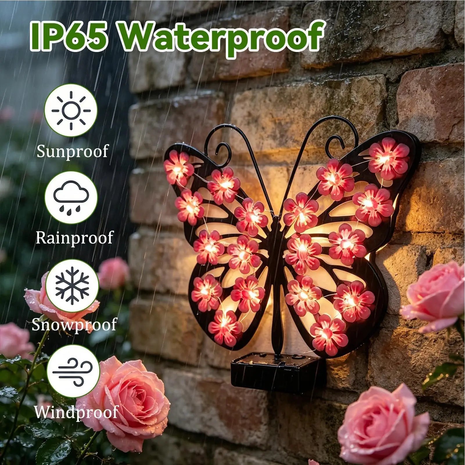 Butterfly Solar Lights Outside Waterproof Metal Pathway Lamp Garden Qme