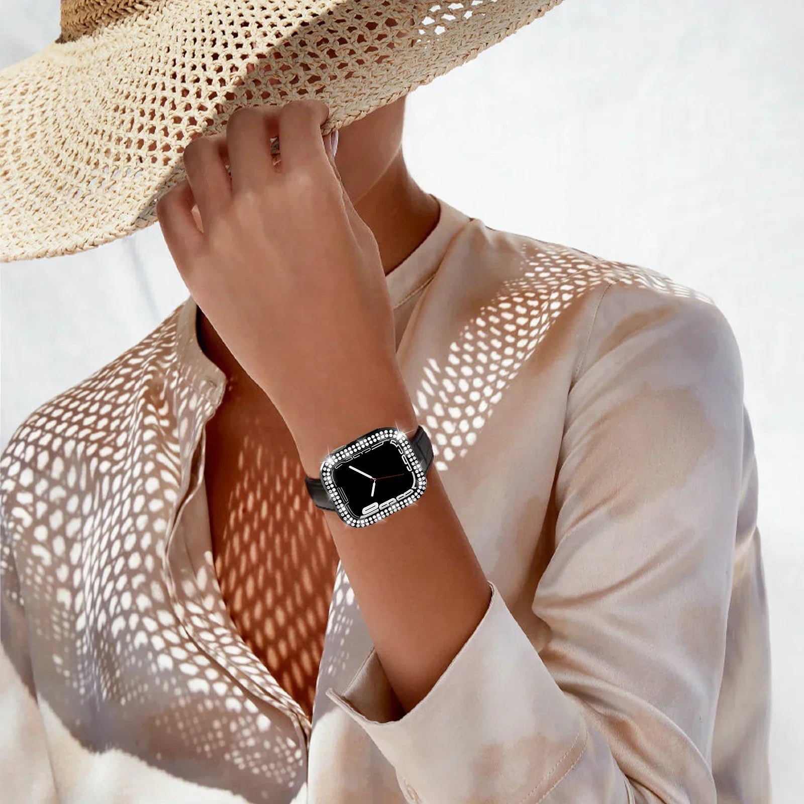 Diamond Case For Apple Watch Cover 9 8 7 41mm 45mm 44mm 40mm Bling Bumper Protector Shell For iWatch Series 8 3 4 5 6 SE Qme
