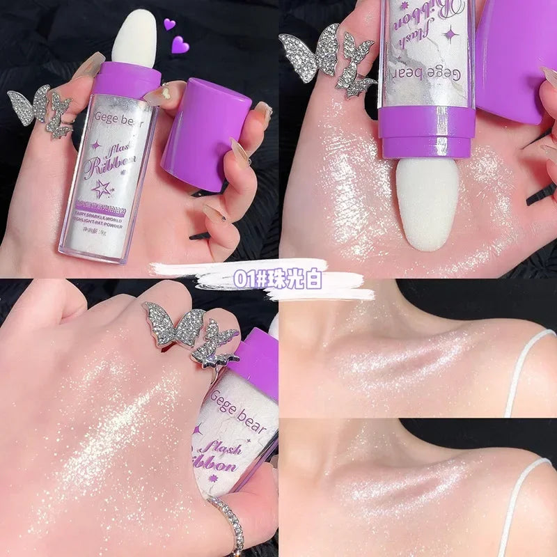 Shimmer Fairy Powder Highlighter Powder White Loose Highlighter Face Body Glitter Wand Makeup Bronzer Illuminator Powder Qme B-01