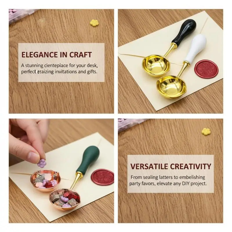 Two Diversion Port Wax Seal Spoon Sealing Spoon With Wooden Handel Wax Sealing Stamp Melting Spoon Wax Seal Warmer Wax Seal Qme