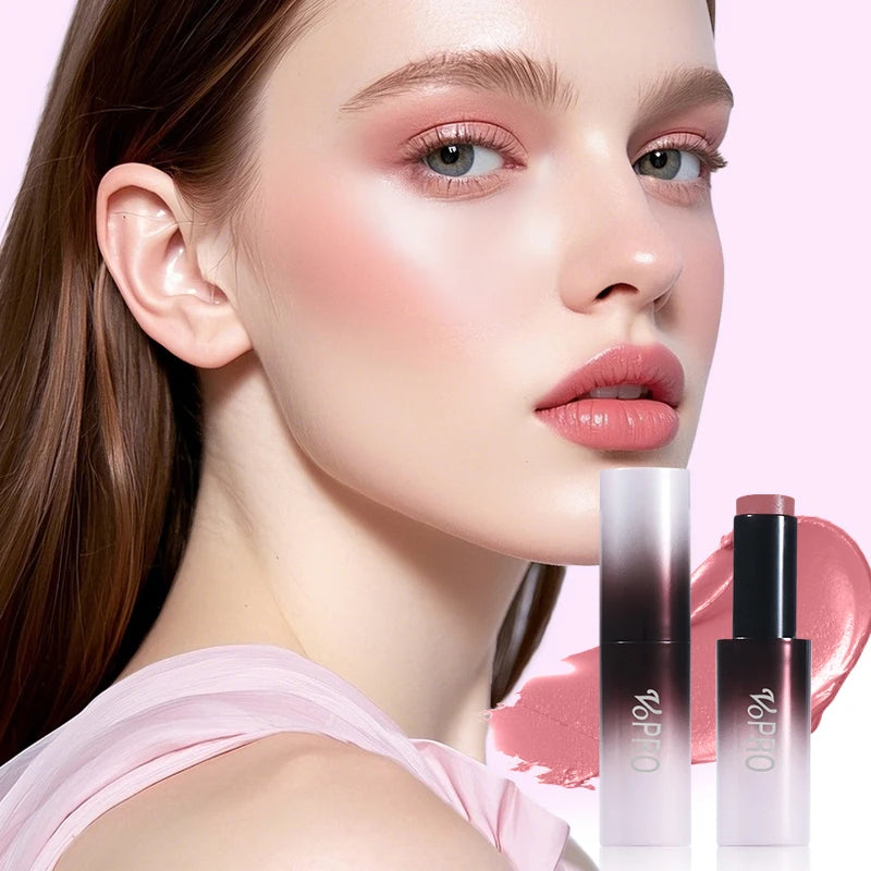 Multi-Use Makeup Cream Blush Stick - Cheeks, Eyes & Lips, Long-Wearing, Waterproof, Non-Greasy, Hydrating, With Vitamin E Qme