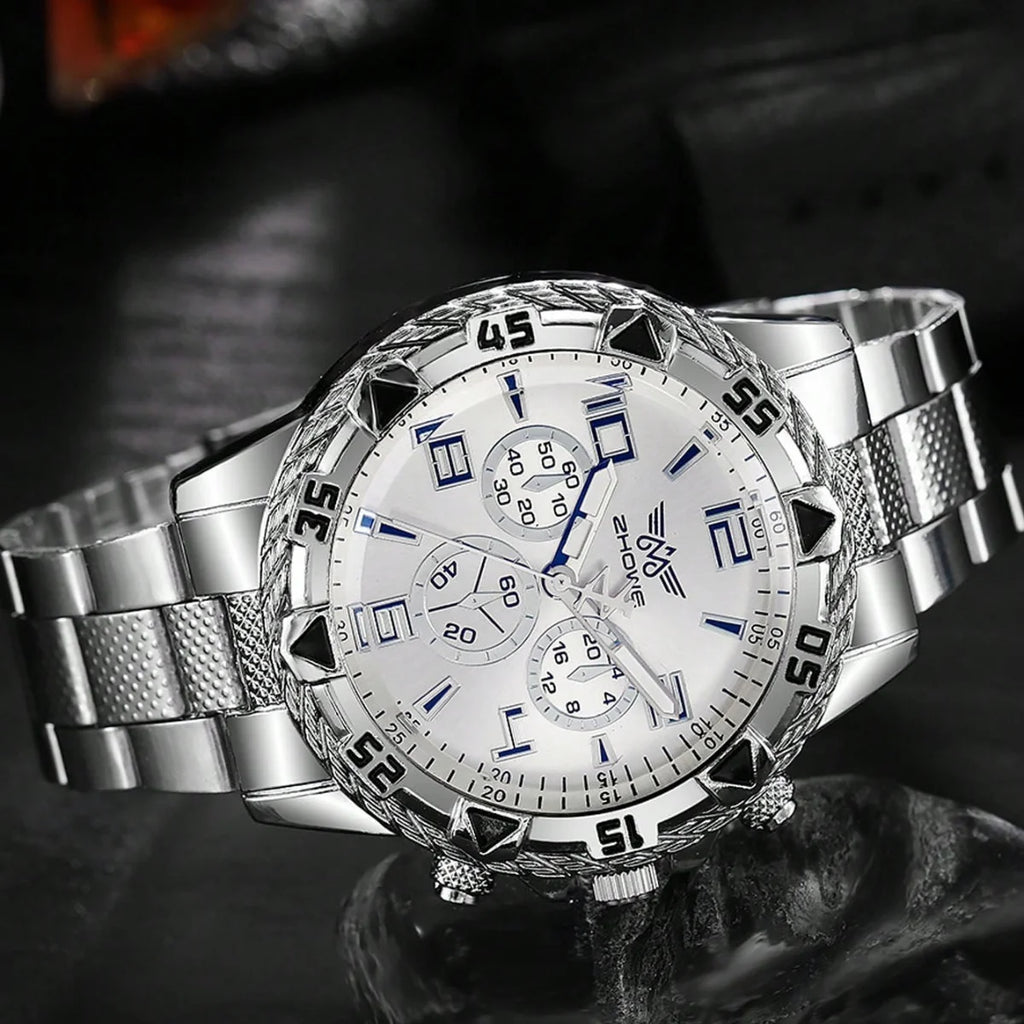 5pcs men's stainless steel strap fashionable business style quartz watch set, suitable for daily decoration and holiday gifts Qme