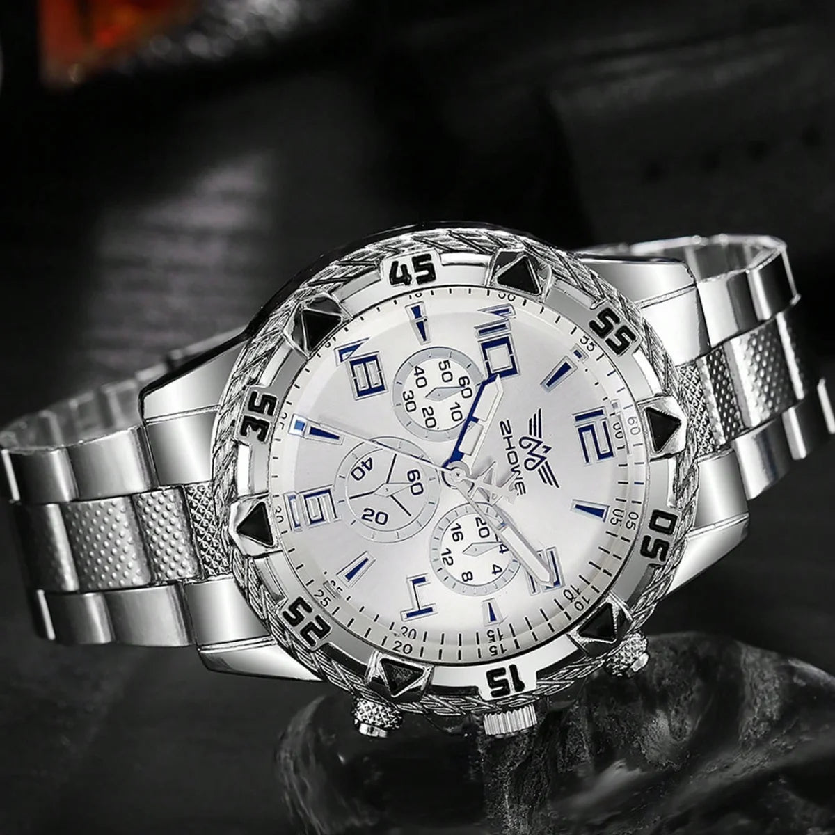 5pcs men's stainless steel strap fashionable business style quartz watch set, suitable for daily decoration and holiday gifts Qme