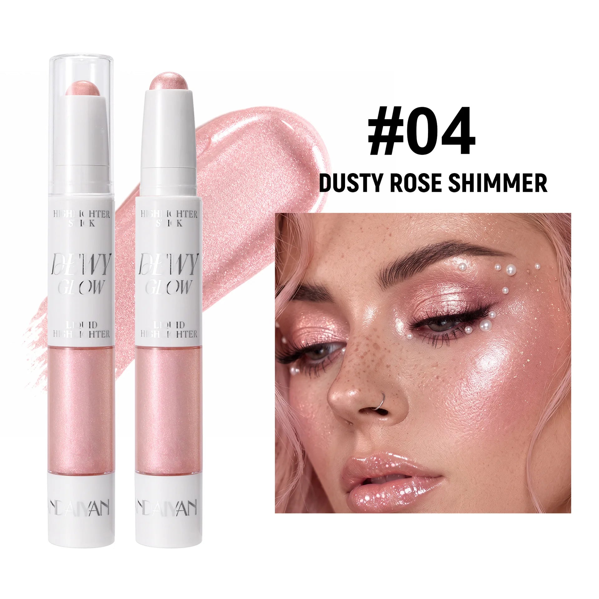 2 in 1 Contour Stick & Liquid Highlighter, Dual Ended Face Sculpting Makeup, Natural Nose Shadow & Body Brightening Stick Qme 04