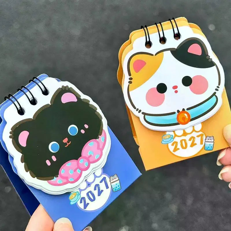 2026 Year Cartoon Cat Desktop Mini Desk Calendar Clock Program Student Qme