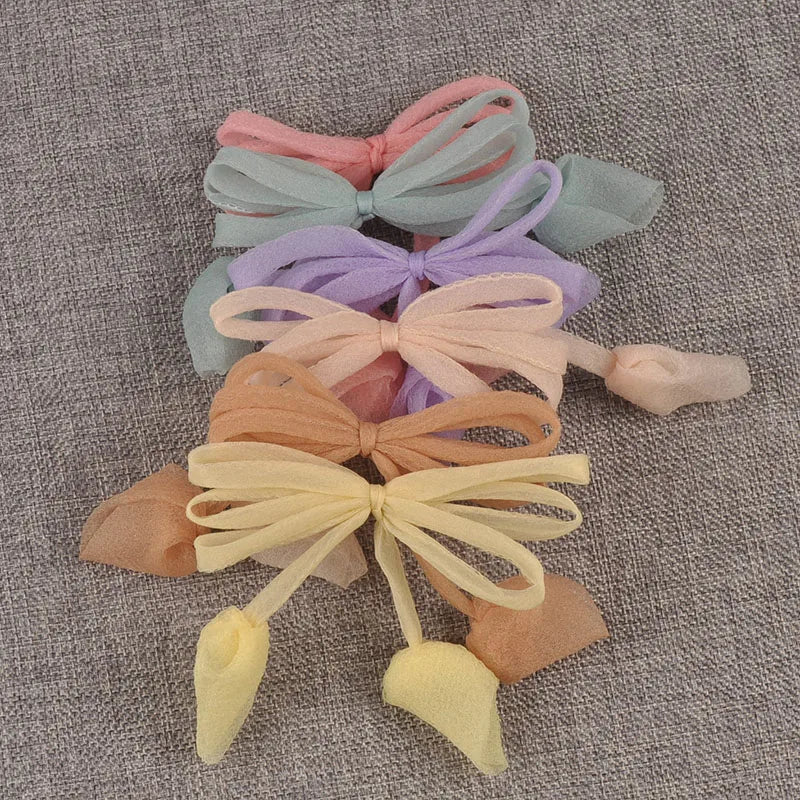 6pcs 92x100mm Assorted Color Polyester Fibre Bowknot Appliques, Sheer Organza Bows for DIY Hair Accessories Crafts cp3848 Qme 6pcs-mix 92x100mm