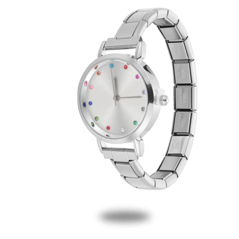 Wholesale High Quality Stainless Steel Watch Head Bracelet 9mm DIY Italian Charm Women Mens Round Square Watch 12 Zodiac Watches Qme Style 24