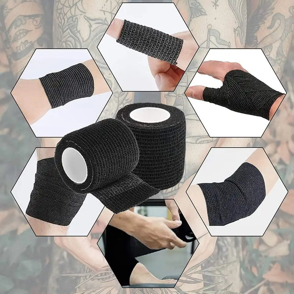 Tape Tattoo Handle Bandage Anti-slip Athletic Nonwoven Waterproof Disposable Self-adhesive Elastic Bandage Grip Cover Wrap Qme
