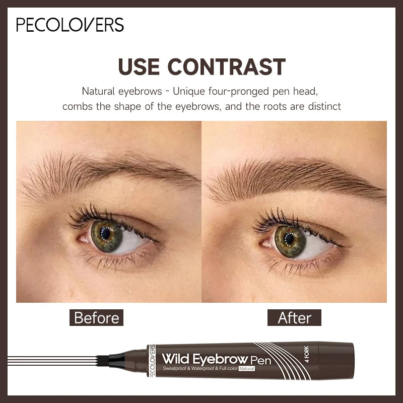 4 Fork Waterproof Eyebrow Pencil Women 3D Long Lasting Natural Liquid Qme